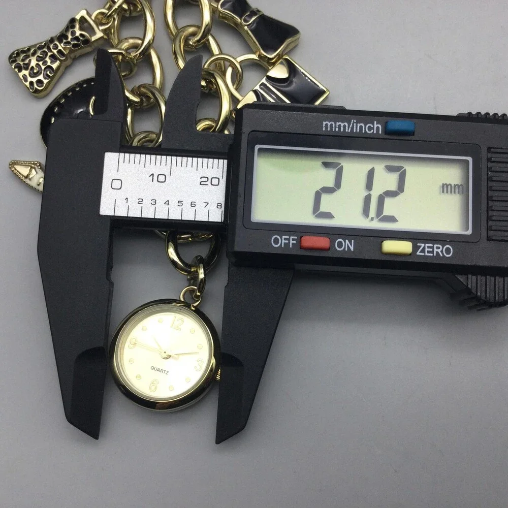 Gold Tone Charm Bracelet Womens Watch 8